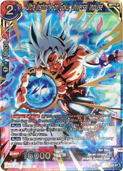 Ultra Instinct Son Goku Universal Impulse Gold Stamped SD11-03 Universal Onslaught Dragonball Super card