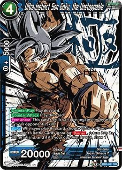 Ultra Instinct Son Goku the Unstoppable Alternate Art Foil DB1-021 Special Anniversary Set 2020 Dragonball Super card