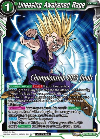 Uneasing Awakened Rage 2023 Championship Finals Celebration Pack BT21-097 Tournament Promotion Cards Dragonball Super card