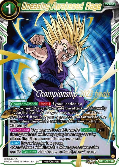 Uneasing Awakened Rage 2023 Championship Finals Celebration Pack Deluxe Set BT21-097 Tournament Promotion Cards Dragonball Super card