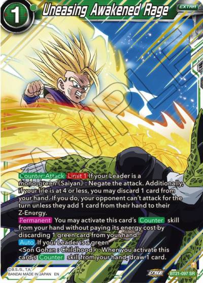 Uneasing Awakened Rage BT21-097 Wild Resurgence Dragonball Super card