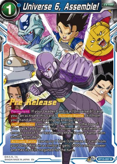 Universe 6 Assemble BT15-057 Saiyan Showdown Pre-Release Cards Dragonball Super card
