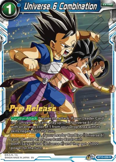 Universe 6 Combination BT15-059 Saiyan Showdown Pre-Release Cards Dragonball Super card