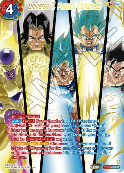 Universe 7 Powers Combined SPR BT20-140 Power Absorbed Dragonball Super card