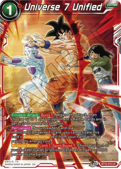Universe 7 Unified Foil BT16-019 Realm of the Gods Dragonball Super card