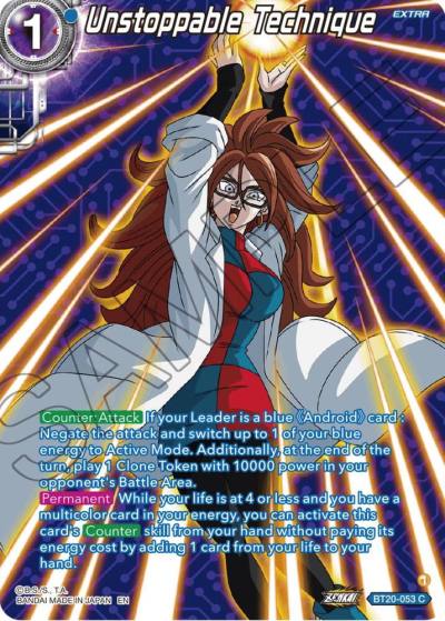 Unstoppable Technique Silver Foil BT20-053 Power Absorbed Dragonball Super card