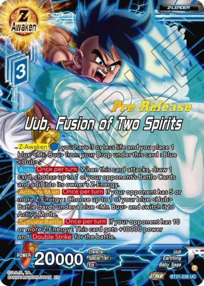 Uub Fusion of Two Spirits BT21-036 Wild Resurgence Pre-Release Cards Dragonball Super card
