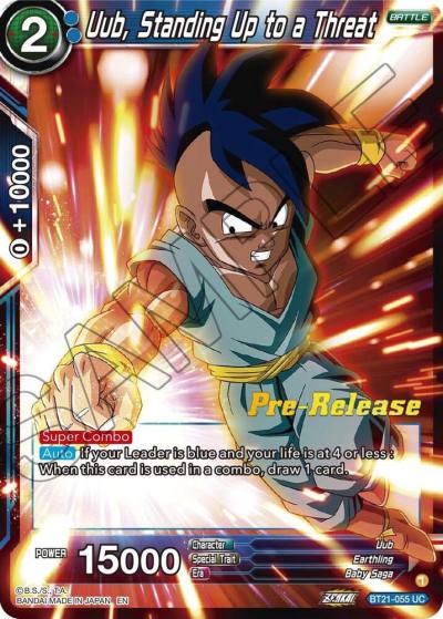 Uub Standing Up to a Threat BT21-055 Wild Resurgence Pre-Release Cards Dragonball Super card