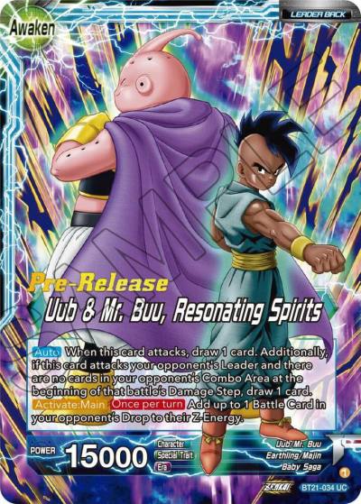 Uub Uub and Mr Buu Resonating Spirits BT21-034 Wild Resurgence Pre-Release Cards Dragonball Super card