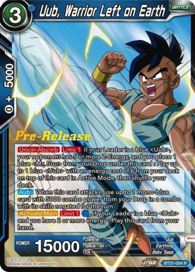 Uub Warrior Left on Earth BT21-054 Wild Resurgence Pre-Release Cards Dragonball Super card