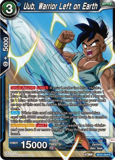 Uub Warrior Left on Earth BT21-054 Wild Resurgence Dragonball Super card
