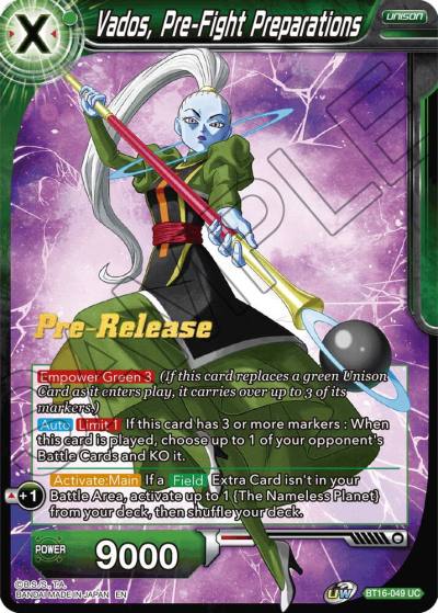 Vados Pre Fight Preparations BT16-049 Realm of the Gods Pre-Release Cards Dragonball Super card