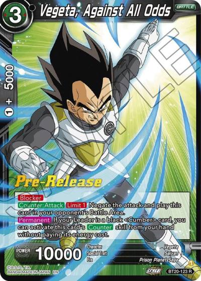 Vegeta Against All Odds BT20-123 Power Absorbed Pre-Release Cards Dragonball Super card
