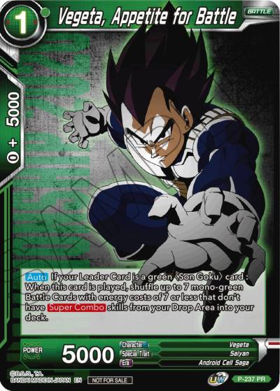 Vegeta Appetite for Battle P-237 Promotion Cards Dragonball Super card