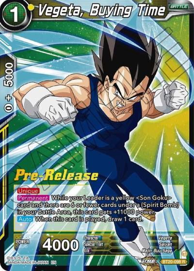 Vegeta Buying Time BT20-098 Power Absorbed Pre-Release Cards Dragonball Super card