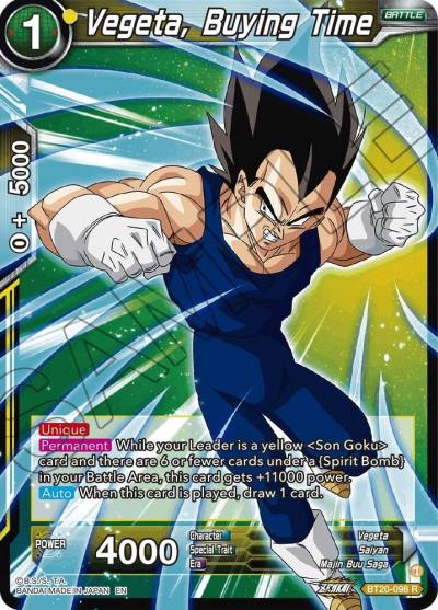 Vegeta Buying Time Foil BT20-098 Power Absorbed Dragonball Super card