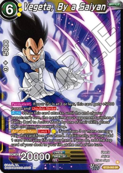 Vegeta By a Saiyan BT29-063 Fearsome Rivals Dragonball Super card