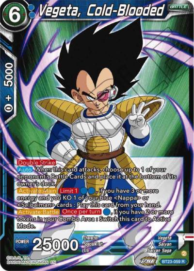 Vegeta Cold Blooded Foil BT23-059 Perfect Combination Dragonball Super card