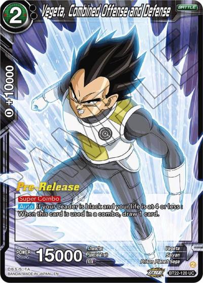 Vegeta Combined Offense and Defense BT22-120 Critical Blow Pre-Release Cards Dragonball Super card