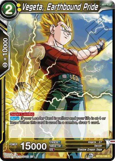 Vegeta Earthbound Pride BT10-106 Rise of the Unison Warrior Dragonball Super card
