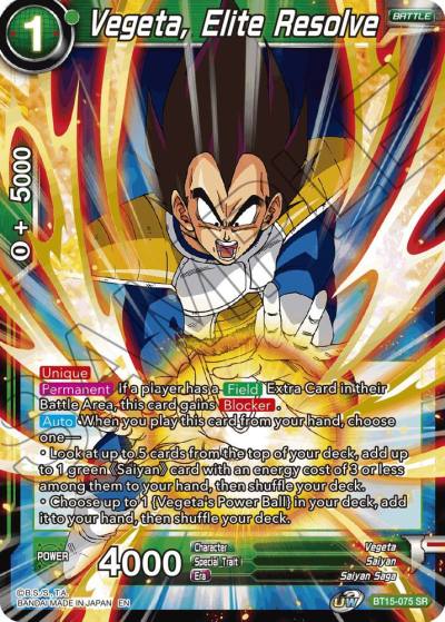 Vegeta Elite Resolve BT15-075 Saiyan Showdown Dragonball Super card