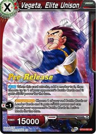 Vegeta Elite Unison BT10-005 Rise of the Unison Warrior Pre-Release Cards Dragonball Super card