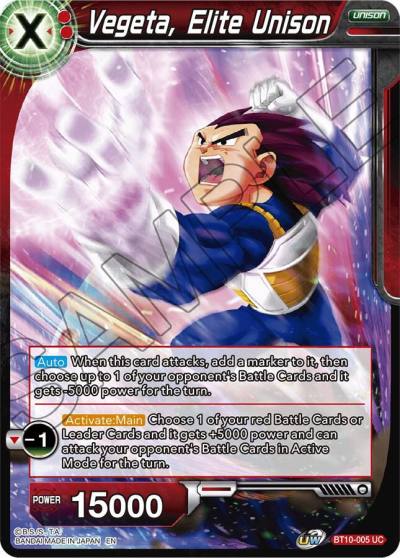 Vegeta Elite Unison BT10-005 Rise of the Unison Warrior Dragonball Super card