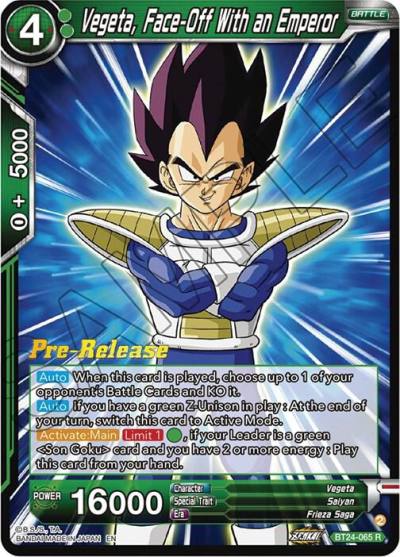 Vegeta Face Off With an Emperor BT24-065 Beyond Generations Pre-Release Cards Dragonball Super card