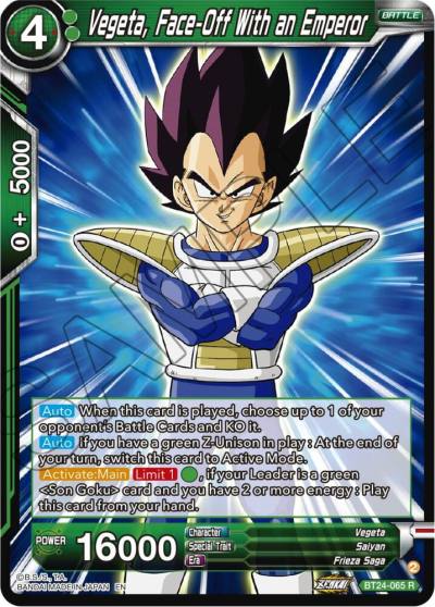 Vegeta Face Off With an Emperor BT24-065 Beyond Generations Dragonball Super card