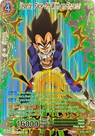 Vegeta Face Off With an Emperor Collector Booster Gold BT24-065 Beyond Generations Dragonball Super card