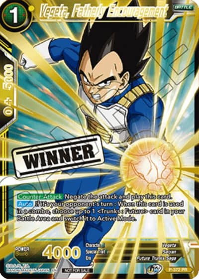Vegeta Fatherly Encouragement Store Championship Winner Card 2023 P-372 Tournament Promotion Cards Dragonball Super card