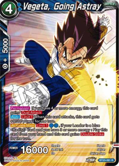 Vegeta Going Astray BT23-061 Perfect Combination Dragonball Super card