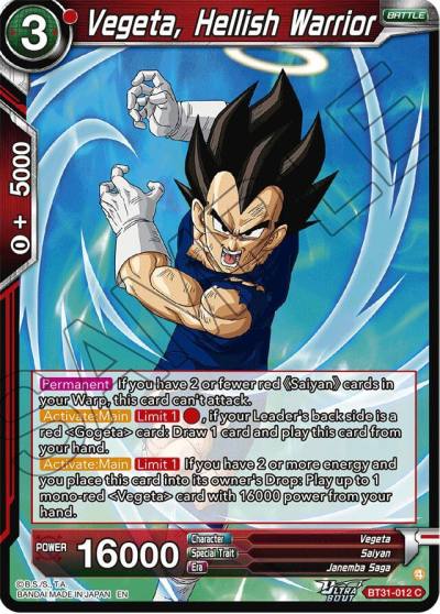 Vegeta Hellish Warrior BT31-012 Impact Beyond Dimensions Dragonball Super card