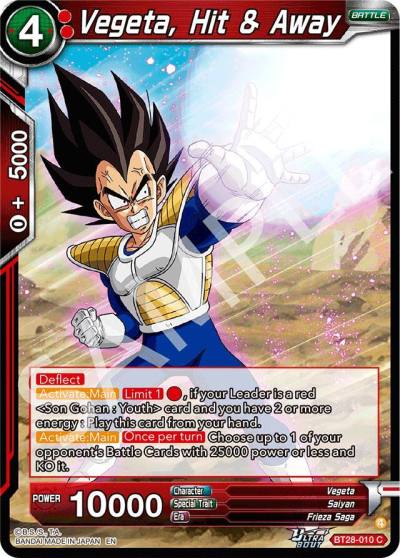 Vegeta Hit and Away BT28-010 Prismatic Clash Dragonball Super card