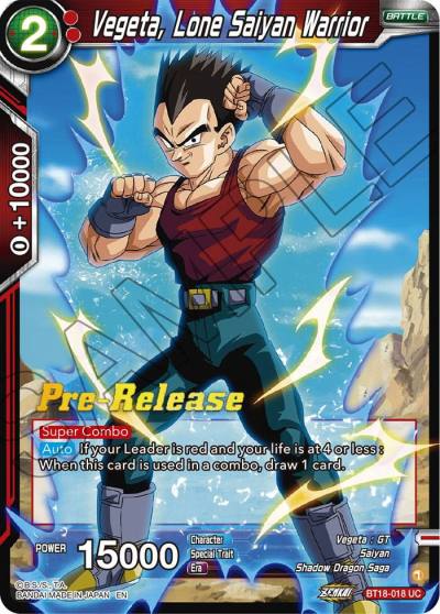 Vegeta Lone Saiyan Warrior BT18-018 Dawn of the Z-Legends Pre-Release Cards Dragonball Super card