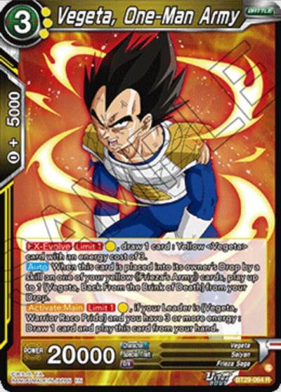 Vegeta One Man Army BT29-064 Fearsome Rivals Dragonball Super card