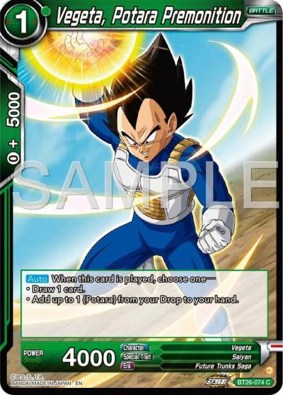 Vegeta Potara Premonition BT26-074 Ultimate Advent Dragonball Super card