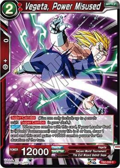Vegeta Power Misused TB2-006 World Martial Arts Tournament Dragonball Super card
