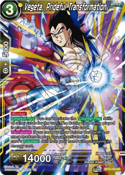 Vegeta Prideful Transformation BT10-105 Rise of the Unison Warrior Dragonball Super card