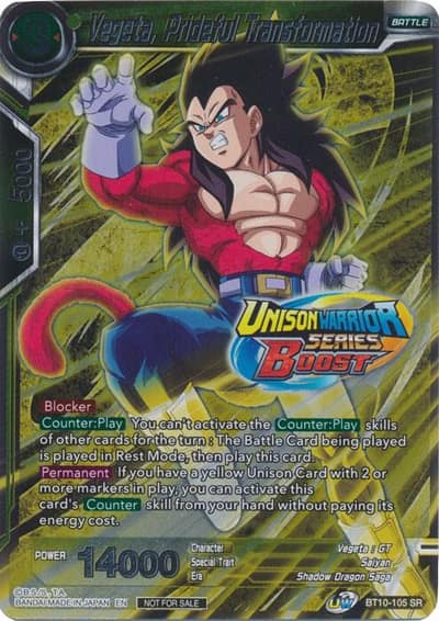Vegeta Prideful Transformation Event Pack 08 BT10-105 Tournament Promotion Cards Dragonball Super card