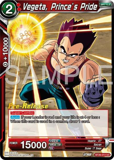 Vegeta Princes Pride BT26-014 Ultimate Advent Pre-Release Cards Dragonball Super card