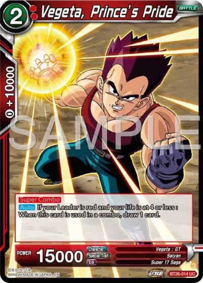 Vegeta Princes Pride BT26-014 Ultimate Advent Dragonball Super card