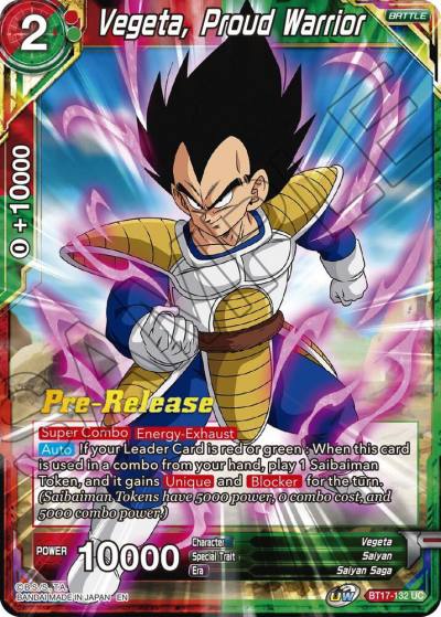 Vegeta Proud Warrior BT17-132 Ultimate Squad Pre-Release Cards Dragonball Super card