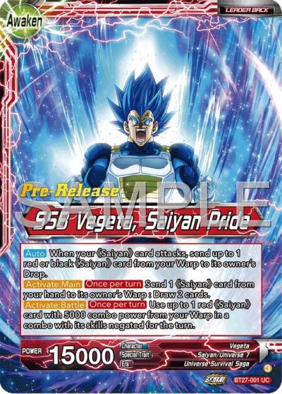 Vegeta SSB Vegeta Saiyan Pride BT27-001 History of Z Pre-Release Cards Dragonball Super card