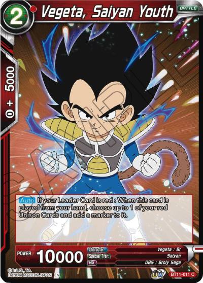 Vegeta Saiyan Youth Foil BT11-011 Vermilion Bloodline Dragonball Super card