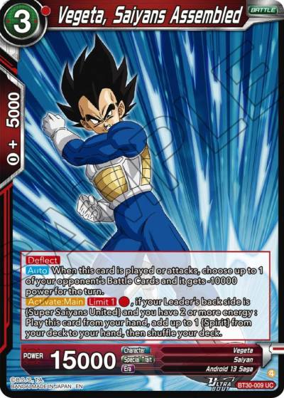Vegeta Saiyans Assembled BT30-009 Three Glorious Fighters Dragonball Super card