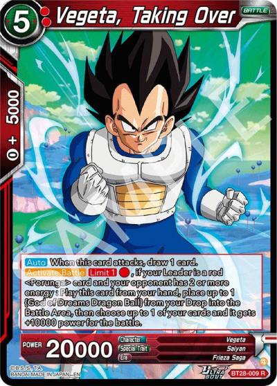 Vegeta Taking Over Foil BT28-009 Prismatic Clash Dragonball Super card