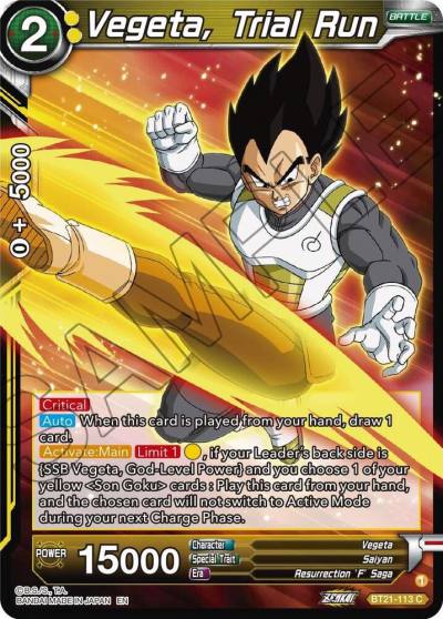 Vegeta Trial Run Foil BT21-113 Wild Resurgence Dragonball Super card