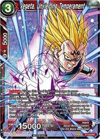 Vegeta Unyielding Temperament Power Booster World Martial Arts Tournament Foil P-143 Promotion Cards Dragonball Super card