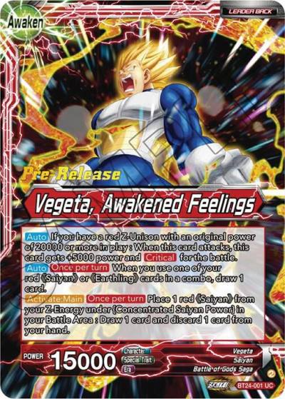 Vegeta Vegeta Awakened Feelings BT24-001 Beyond Generations Pre-Release Cards Dragonball Super card